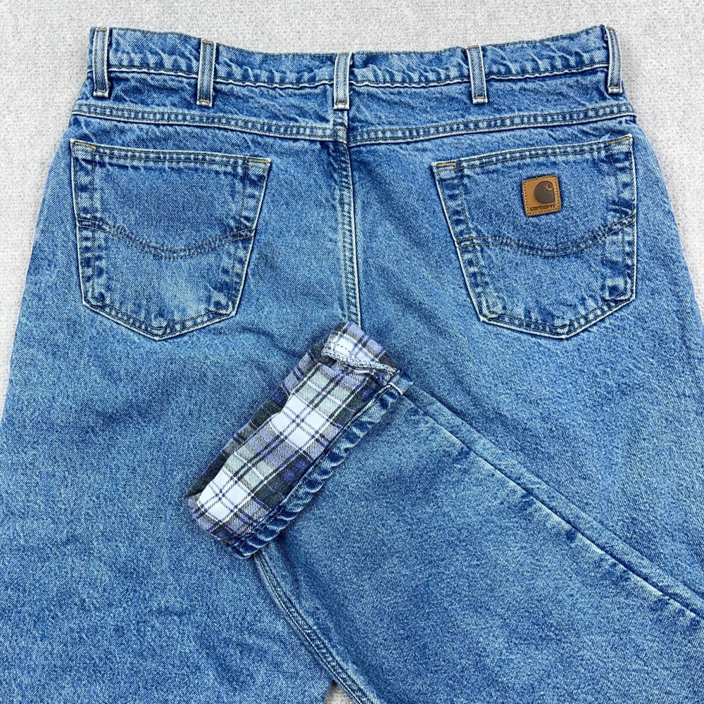 Vintage Carhartt Jeans Mens 36x32 Flannel Lined Relaxed Fit SF8517 Made In USA